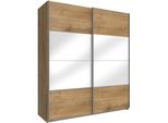 SchwebetüRenschrank wimex "Easy", Braun (Plankeneichefarben, WeißGlas), B:135Cm H:210Cm T:65Cm, SchräNke, SchwebetüRenschrank, Mit Teilglas