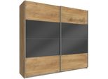 SchwebetüRenschrank Wimex "Easy", Grau (Plankeneichefarben, Grauglas), B:225Cm H:210Cm T:65Cm, SchräNke, SchwebetüRenschrank, Mit Teilglas