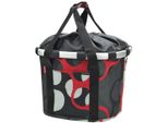 Fahrradkorb KLICKFIX "Vorderradkorb Bike Basket", rot (grau, rot, weiß), Taschen, B/H/T: 35cm x 28cm x 26cm, Textil, B:35cm H:28cm T:26cm