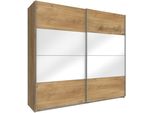 SchwebetüRenschrank wimex "Easy", Braun (Plankeneichefarben, WeißGlas), B:225Cm H:210Cm T:65Cm, SchräNke, SchwebetüRenschrank, Mit Teilglas