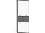 Aktenschrank Forte "Keflav", Weiß, B:84,5Cm H:226,4Cm T:41,5Cm, Dekorfolie, Fsc-Zertifizierter Holzwerkstoff, SchräNke, Breite 84,5 Cm