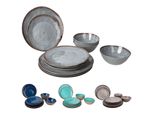 BO-CAMP Melamin Geschirr Set Halo Camping Essgeschirr Reise Picknick Teller Farbe: blau