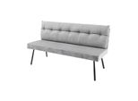 Riess-Ambiente Sitzbank BIG George - 160Cm Grau Samt Strukturstoff Schwarz Metall Mit Lehne Modern