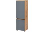 Midischrank Welltime "Horki", Grau, B:40Cm H:130Cm T:35Cm, Holzwerkstoff, SchräNke, Midischrank, 40 Cm Breit