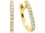 Paar Creolen "Schmuck Geschenk Ohrschmuck Ohrringe", Gold (Gelbgoldfarben, Kristallweiß, Kristallweiß), Aniston Jewelry & Watches, Ohrringe, Damen, 16Mm, Silber 925 (Sterlingsilber), Mit Zirkonia (Synth.)