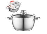 Pentola Di Cottura Topf A Induzione Gas Acciaio Inox Con Coperchio In Vetro Pentola Per Zuppa 3,3L