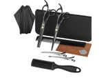 Inf Set Da Parrucchiere Con Forbici Da Parrucchiere, Pettini, Fermagli, Cappotto 10 Parti Nero