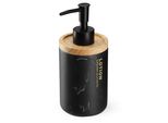 Dispenser Di Sapone Kadax "Colmar"", Dispenser Di Sapone Liquido Con Coperchio In Bambù, Nero, 17,5 Cm"