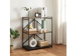 Scaffale Pieghevole 'Telemark' Con 3 Ripiani Struttura In Metallo 81 X 68 X 38 Cm Nero / Aspetto Rovere