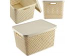 Cestino Portaoggetti Kadax, Cestino Con Coperchio, Scatola Portaoggetti, Scatola Portaoggetti In Plastica (18L, Beige)