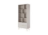 Libreria: Due Cassetti, Otto Ripiani, Colore Del Mobile: Cashmere Gambe Dorate