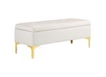 Homcom Panca Con Contenitore, Panca Imbottita Con Aspetto Vellutato, Gambe In Metallo, Panca Da Letto Per Soggiorno, Camera Da Letto, Corridoio, 120 X 44 X 44,5 Cm, Beige