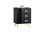 Sobuy FBT95-SCH Comodino Con 3 Cassetti Tavolino Da Divano Tavolino Da Telefono Comodino Da Letto