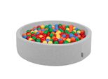 Kiddymoon 120X30Cm/200 Palline ∅ 7Cm Piscina Secca Rotonda Con Palline Certificata Eu, Grigio Chiaro: Giallo-Verde-Blu-Rosso-Arancione