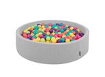 Kiddymoon 120X30Cm/300 Palline ∅ 7Cm Piscina Secca Rotonda Con Palline Certificata Eu, Grigio Chiaro: Verde Chiaro-Giallo-Turchese-Arancione-Rosa-Purpureo