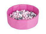 Selonis Bagno Di Palline Pieghevole Con 100 Palline Per Animali Da Gioco Per Bambini, Rosa:Bianco/Grigio/Rosa Polvere