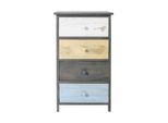 Rebecca Mobili Cassettiera Stretta Con 4 Cassetti In Legno, Grigio, Blu E Bianco