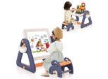 Costway Tavolo Per Bambini 6In1 Con Sedia, Cavalletto Da Gioco Con 160 Blocchi Da Costruzione, Piano Bifacciale E Rimovibile Per Bambini A Partire Dai 3 Anni Di Età