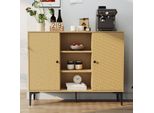 Cassettiera Sonni 120Cm In Legno Originale, Ampio Spazio Di Archiviazione, Mobile A 2 Ante Per Il Soggiorno