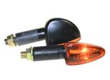 Mini Indicatore Moto Leo Lungo Nero Arancione Omologato M10