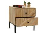 Comodino HWC-L95, Comodino Mobile, Cassetto In Legno Di Mango 51X45X40Cm Certificato Mvg, Naturale