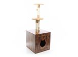Fudajo Tiragraffi In Legno 125 Cm Con Casetta Per Gatti, Tiragraffi Di Design In Marrone Vintage, Casetta Per Gatti 2In1 Con Lettiera, Albero Di Arrampicata Per Gatti