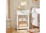Sobuy® Tavolino, Comodino, Tavolino Con Cassetto E Ripiani, FBT46-W