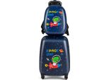 Costway 2 Pezzi Valigia Per Bambini + Zaino, Trolley Per Bambini In Plastica, Valigie Per Bambini, Set Di Valigie Per Bambini, Valigie A Mano, Valigie Da Viaggio, Valigie Rigide Per Bambini E Bambine (Nero, 12"+16"")"