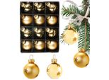Brubaker 12 Pezzi - Set Di Decorazioni Per Albero Da 3 Cm - Decorazioni Per Albero Di Natale Decorate A Mano, Mini Baubles, Oro
