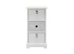 Comodino Rebecca Mobili Con 2 Cassetti, Stretto In Legno Bianco