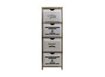 Cassettiera Rebecca Mobili Con Stampa A Rilievo Con 4 Cassetti In Legno, Bianco E Marrone