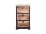 Rebecca Mobili Comodino In Stile Vintage 3 Cassetti In Legno, Marrone E Nero