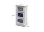 Comodino Rebecca Mobili, Stampa Maiolica Con 3 Cassetti In Legno, Bianco E Blu