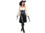 Costume Da Pirata Nobile Per Donna In Maschera Blu-Beige-Marrone - S