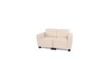 Modular 2-Sitzer Sofa Couch Moncalieri, Kunstleder ~ Creme