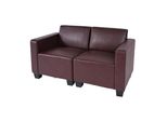 Modular 2-Sitzer Sofa Couch Moncalieri, Kunstleder ~ Rot-Braun