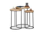 Relaxdays 10024710_0 Relaxdays Beistelltische-Set Braun Rund