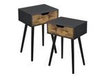 Tavolino 'ÖStersund', Set Di 2 Tavolini Nero/Legno Scuro