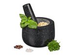 Relaxdays Mortaio In Granito Con Pestello 12 Cm