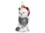 Brubaker Gatto Con Coperta E Cappello Natalizio Rosso Verde - Guaina Natalizia In Vetro Dipinta A Mano - Statuette Per La Decorazione Dell'albero Di Natale Guaina Natalizia Divertente - 9,1 Cm