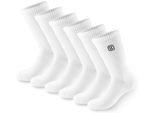 Brubaker 6 Paia Di Calzini Da Tennis Per Uomo E Donna - Calzini Sportivi Lunghi In Cotone E Poliestere - Set Di Calzini In Cotone - Calzini Fitness Unisex - Bianco - Taglia 39-42