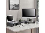 Supporto Per Monitor Vilppula Alzata Per Monitor 79X27X10,5 Cm Alzata Per Schermo Con Supporto Per Smartphone E Lunghezza Regolabile Grigio Scuro