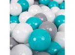 Kiddymoon Kids 50 Palline ∅ 7Cm Palline Da Gioco Per Il Bagno A Palline Palline Di Plastica Per Bambini Eu, Grigio/Bianco/Tyrkys
