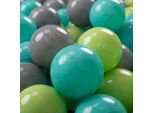 Kiddymoon Kids 200 Palline Da Gioco ∅ 7Cm Per Il Bagno Di Palline Per Bambini In Plastica Eu, Verde Chiaro/Turchese Chiaro/Grigio