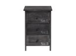 Comodino In Stile Industriale Rebecca Mobili Con 3 Cassetti In Legno, Grigio E Bianco