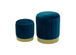 Pouf Rebecca Mobili Con Vano Portaoggetti E Coperchio In Fibra Di Legno E Velluto Blu