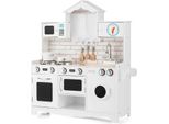 Cucina Per Bambini Costway Incl. Accessori Per Il Gioco, Cucina Da Gioco In Legno Per Bambini Con Lavatrice E Microonde, Per Bambini A Partire Da 3 Anni, Bianco, 78 X 29 X 93Cm