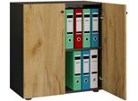 Armadio Ufficio Lona Antracite / Miele Di Quercia L. 70 X A. 74 X P. 40 Cm