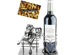 Brubaker Portabottiglie Da Vino Innamorati Su Una Panchina - Portabottiglie In Metallo - Regalo Di Vino Per Coppie E Sposi - Portabottiglie Con Carta Regalo