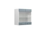 Vicco Pensile Universale R-Line, 60 Cm Con Ante In Vetro, Grigio-Blu/Bianco